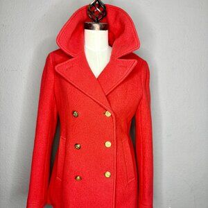 J Crew Stadium Cloth Red Pea Coat
